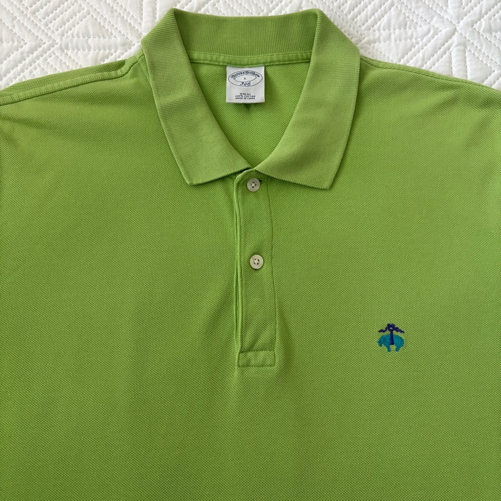 Brooks Brothers 346 Men’s Golden Fleece Slim Fit Pique Polo Lime Green Size L